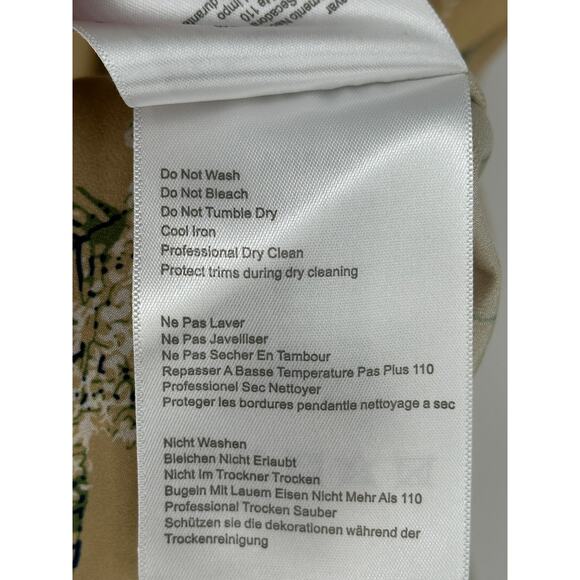 CAARA Lucca Midi Dress Yellow Green Floral Waist Tie Side Slits Vacay Office XS - Picture 8 of 11